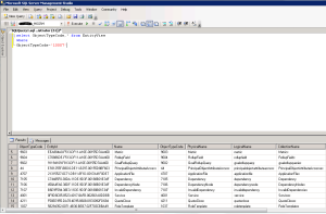 Get Object Type codes by Sql Query