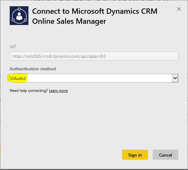 D365 - Power BI - Connect To CRM - OAuth